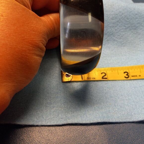 Clear and Black Triangular Design Lucite/Resin/Plastic Cuff Bracelet Granny Chic - Picture 4 of 5